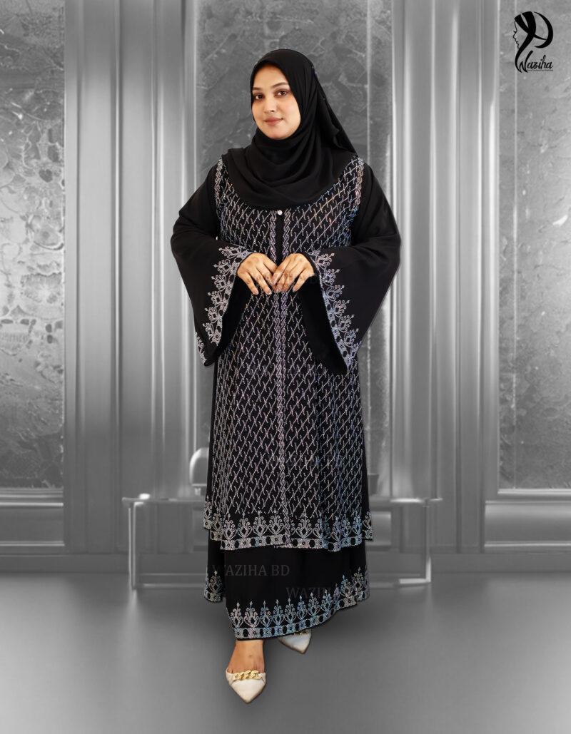 New Dubai Short Koti Design Borka – Black Color