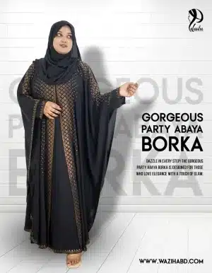 New Gorgeous Party Abaya Borka - Black Color Design