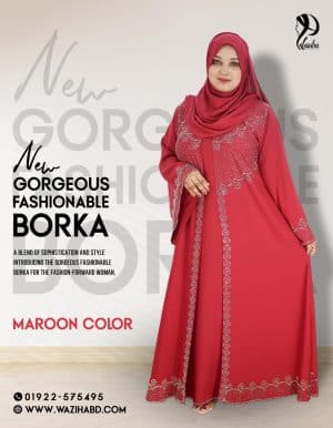 Gorgeous Fashionable Borka – Maroon Color Design